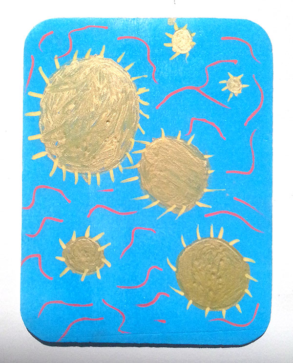 Pintura em isopor feita por alunxs da escola Amorim Lima nas oficinas Festa das Prendas 2019 com a participação de voluntários e a comunidade escolar