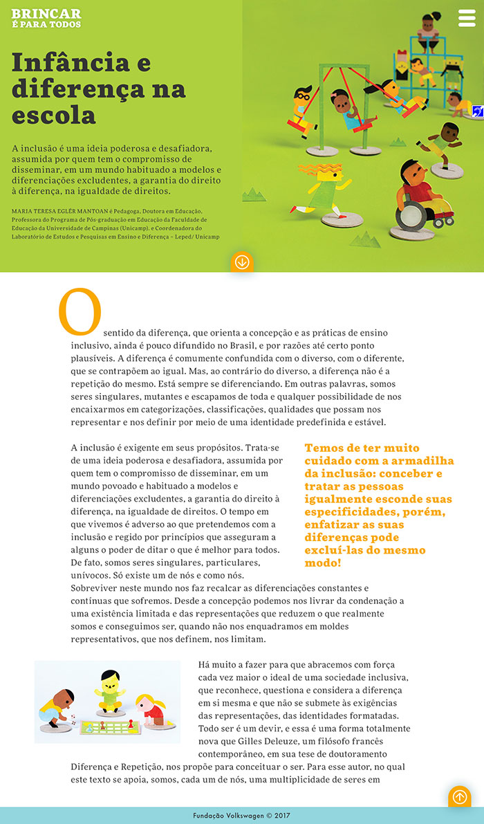 Hotsite Brincar - Fundação Volkswagem - 2017 - Via Nova Escola